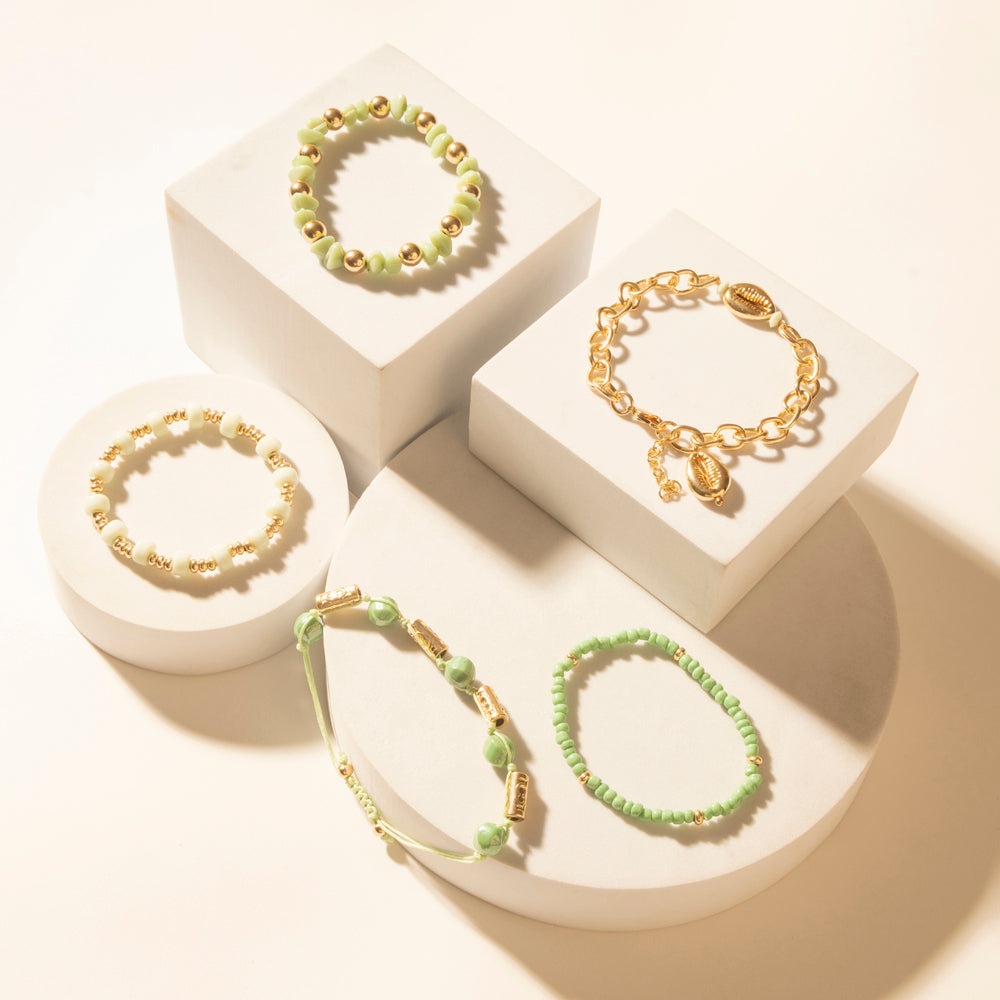 Myra Palomino Shine Stack Bracelet in Frost Green