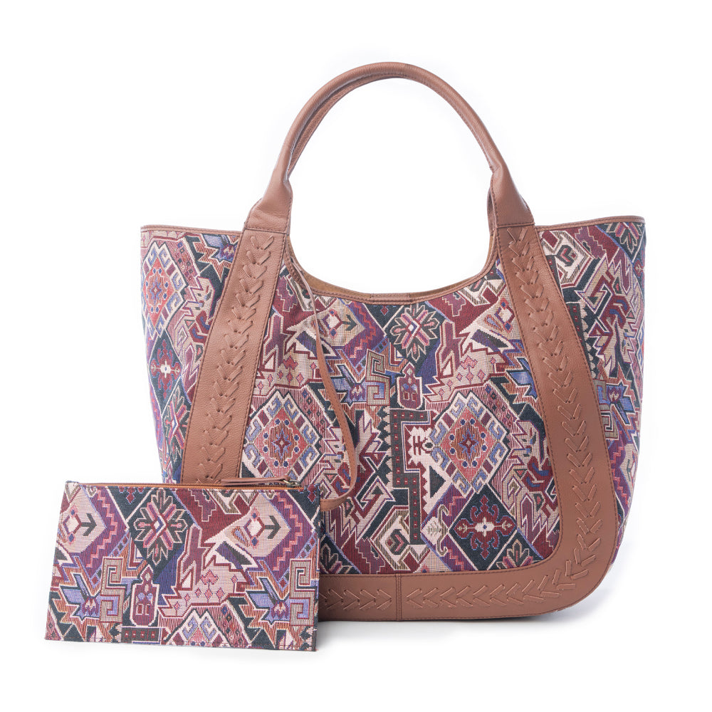 Myra Savannah Moon Jacquard Tote Bag in Plum Shadow