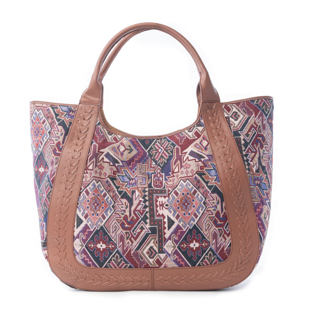 Myra Savannah Moon Jacquard Tote Bag in Plum Shadow