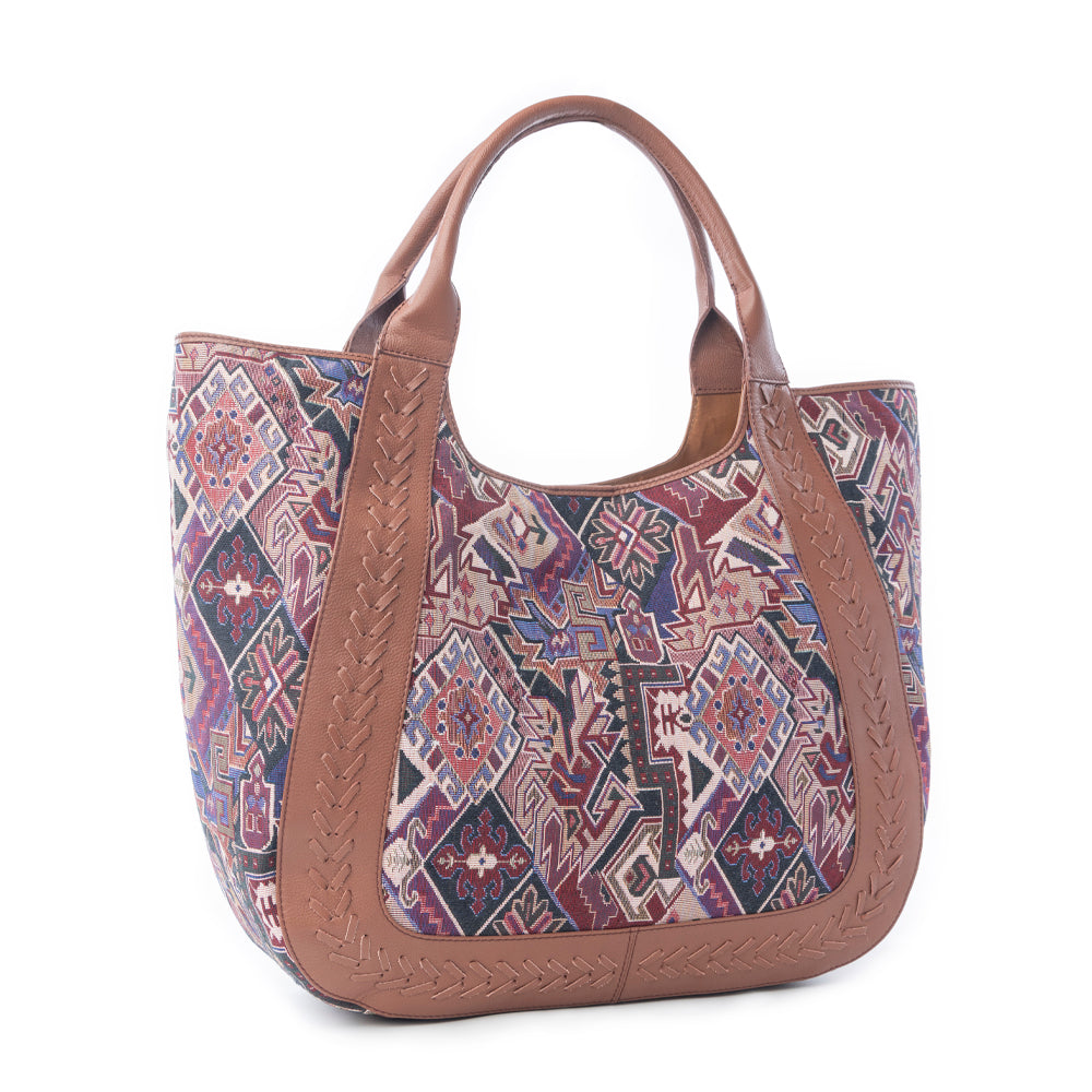 Myra Savannah Moon Jacquard Tote Bag in Plum Shadow