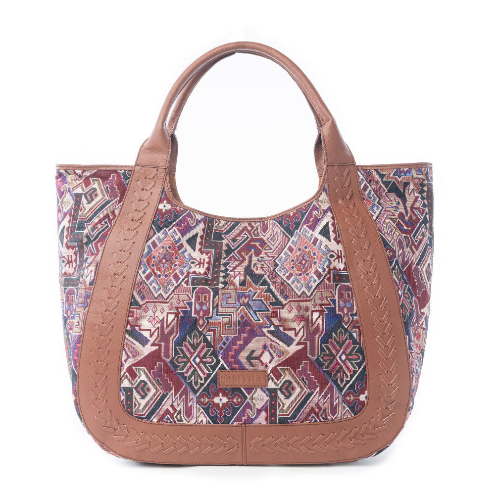 Myra Savannah Moon Jacquard Tote Bag in Plum Shadow