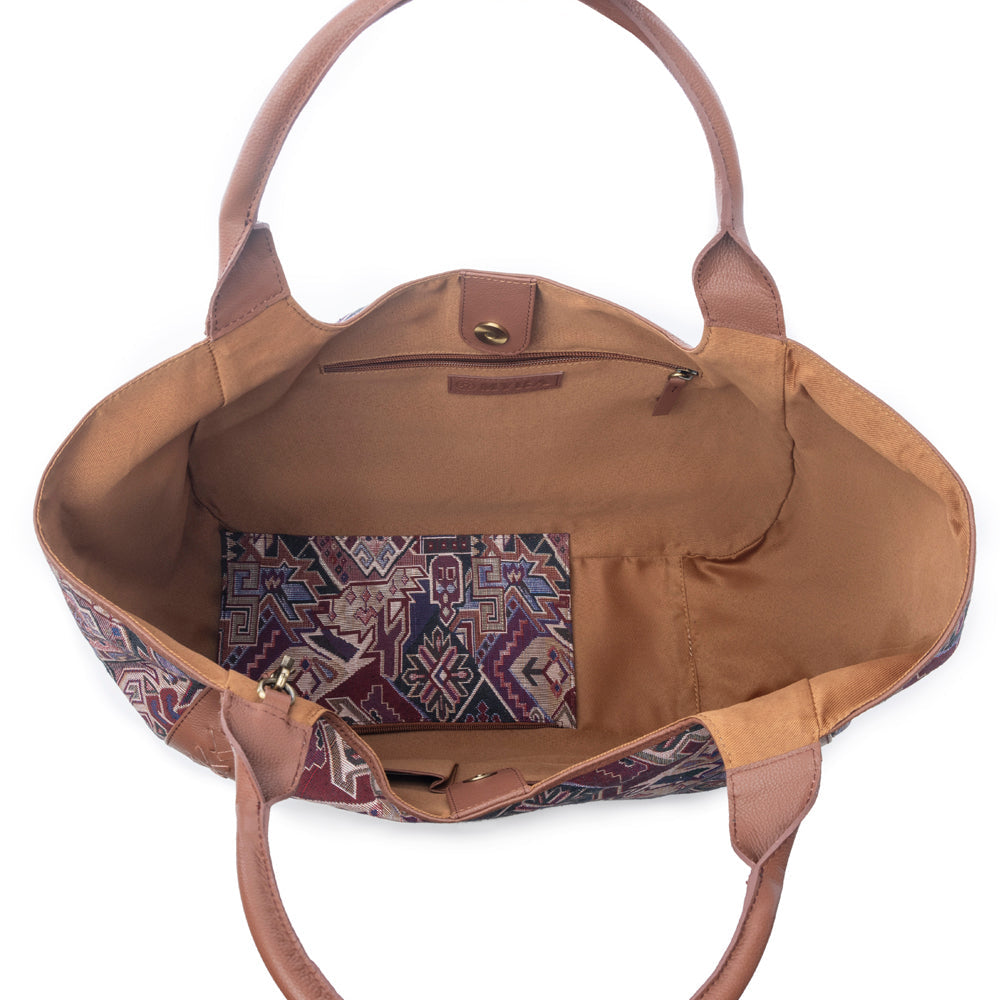 Myra Savannah Moon Jacquard Tote Bag in Plum Shadow