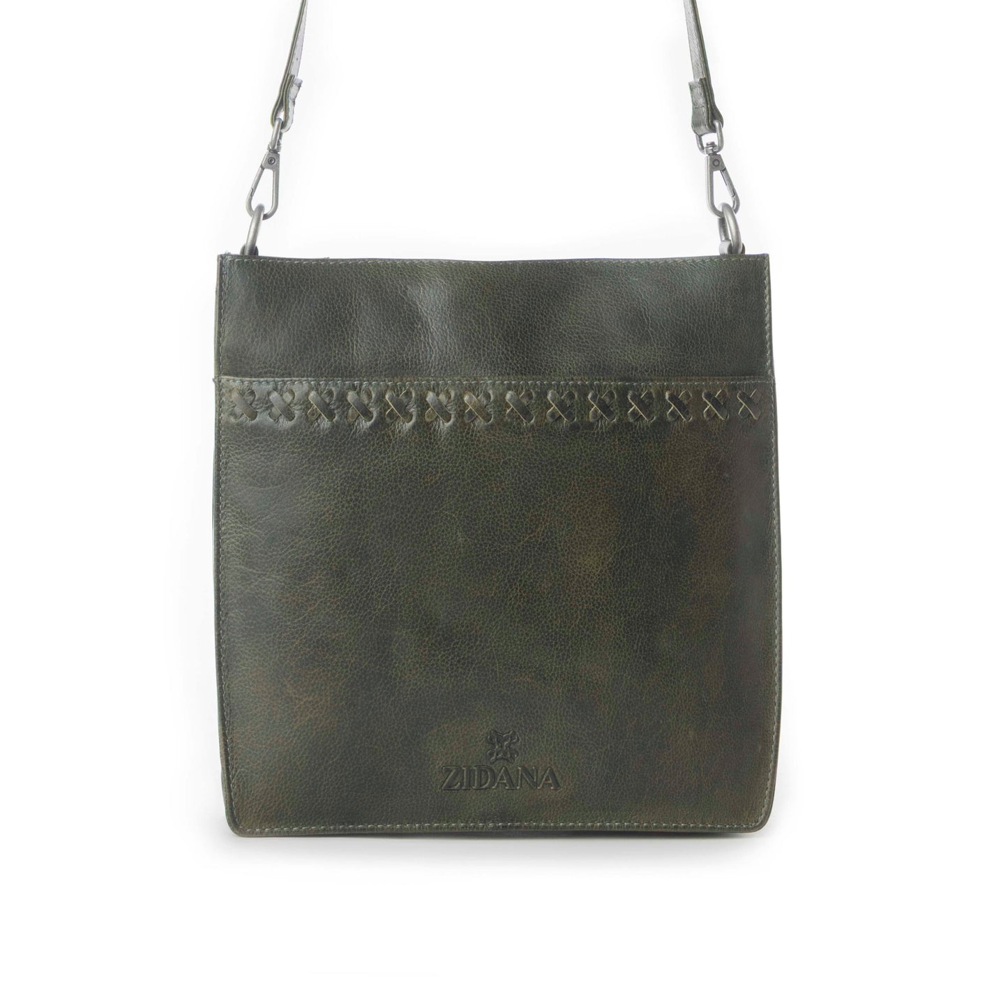 Myra Zidana Mirelle Woven Veg Tanned Leather Sling Bag in Oliva Nero