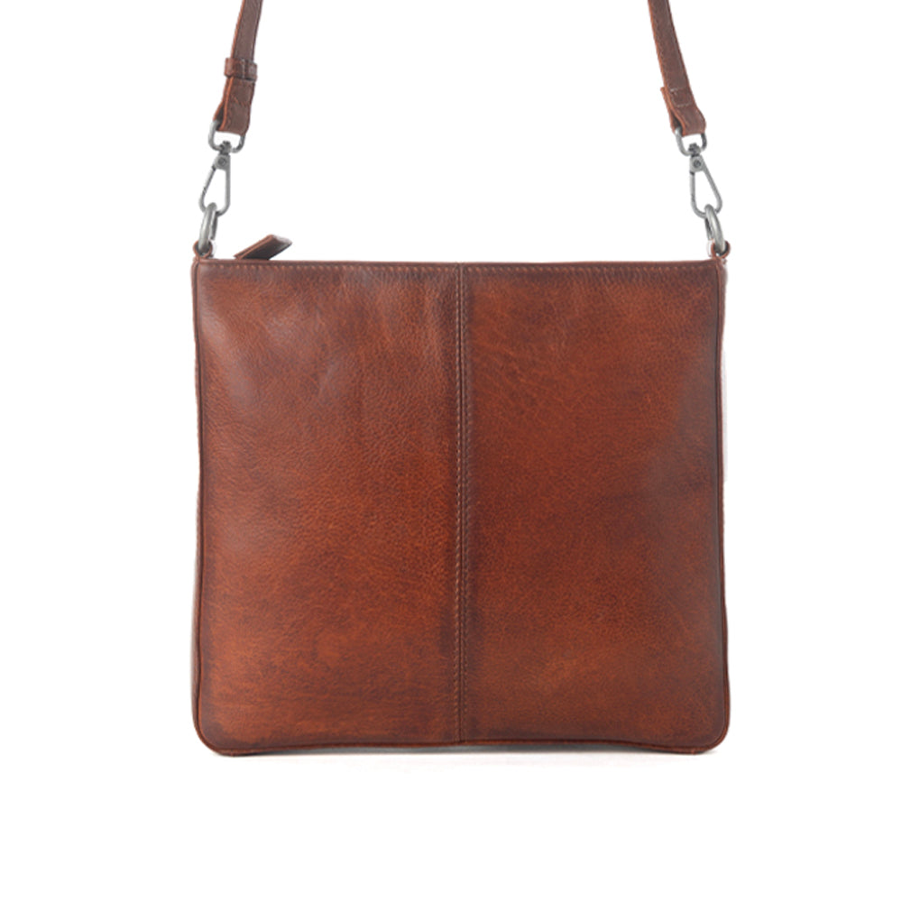 Myra Zidana El Paso Twin Veg Tanned Leather Crossbody Bag in Wildwood Red
