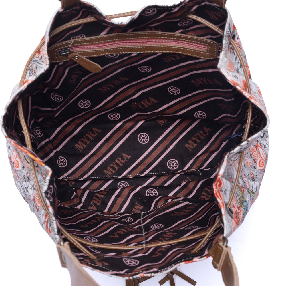 Myra Southern Bloom Cotton & Leather Bucket Bag in Clay Blossom