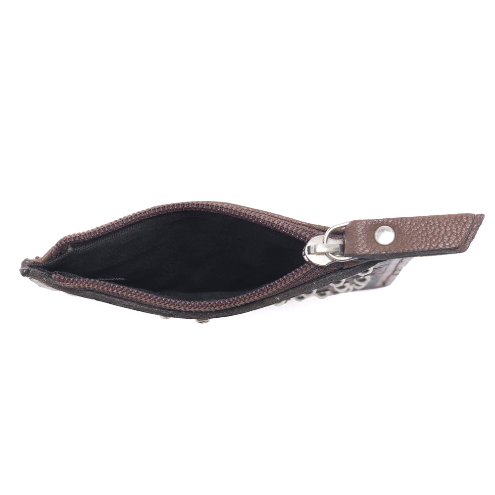 Myra Briar Creek Handtooled Leather Credit Card Holder in Heritage Brown
