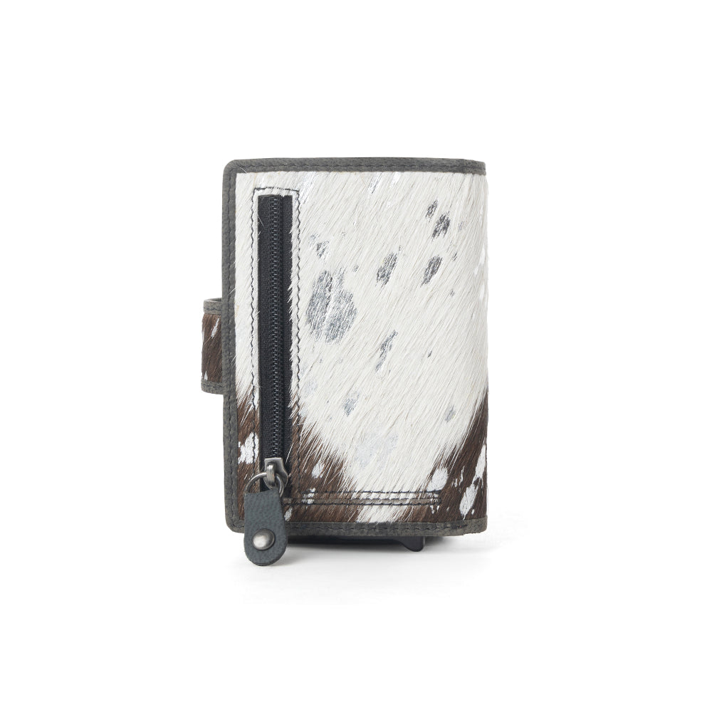 Myra Monsoon Ink Hairon Leather Credit Card Holder in Dust Black
