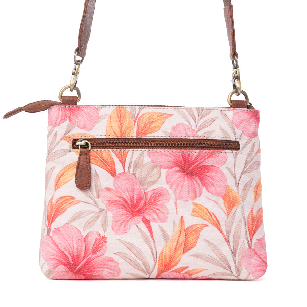 Myra Maple Ridge Cotton & Leather Crossbody Bag in Rose Petal