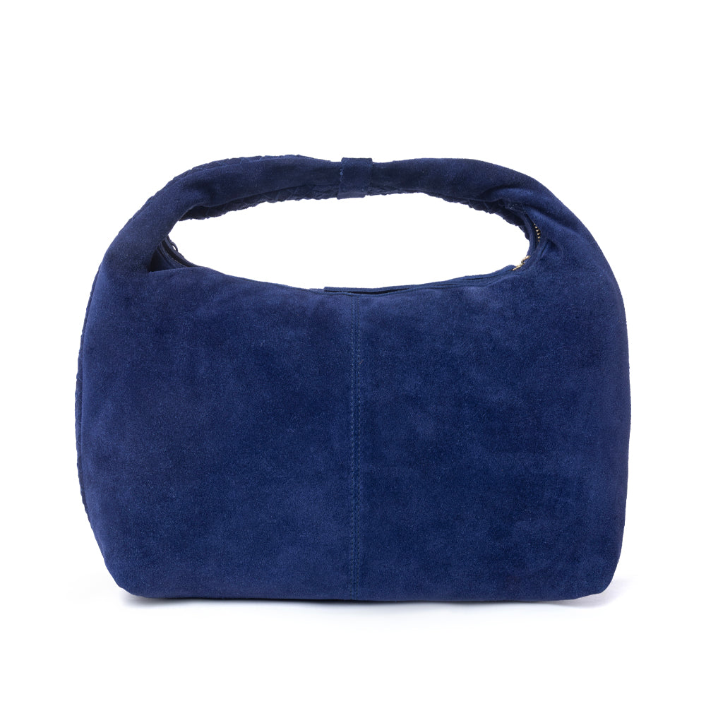 Myra Saddle Weave Genuine Suede Leather Bag in Royal Blue