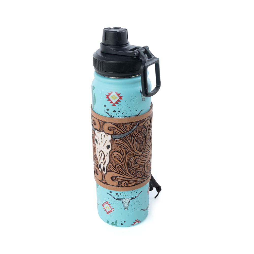 Moo & Bloom Stainless Steel Water Bottle in Cactus Geometry