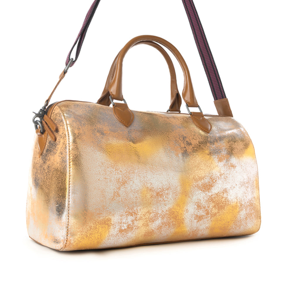 Myra Ranger's Echo Snake Print Leather Duffle Bag for Men in Molten Sunset