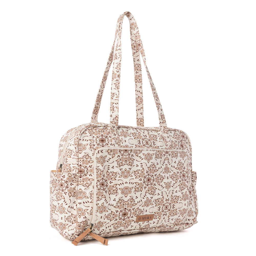 Myra Sunnyfield Cotton Diaper Bag in Mocha Beige