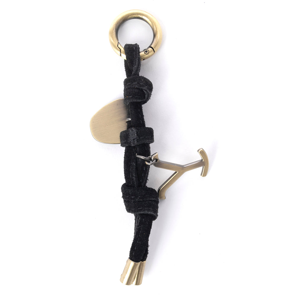 Myra Yellowstone Lariat Loop Leather Key Fob in Midnight Onyx