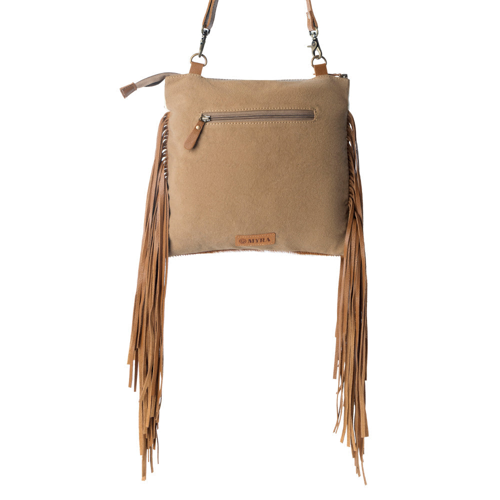 Myra Tumbleweed Trail Fringed hand-tooled bag for women in Light Brown