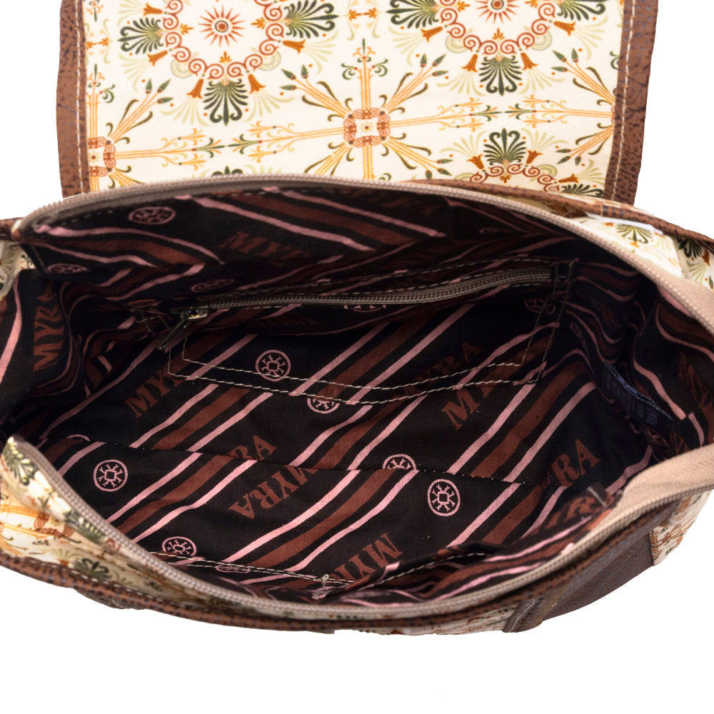 Myra Oakline Cotton & Leather Shoulder Bag in Oat Brown
