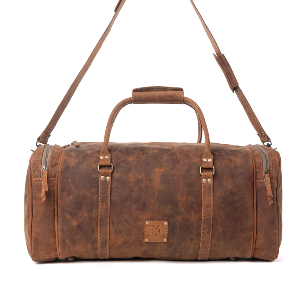 Myra Redmont Leather Traveller Bag in Amber Brown