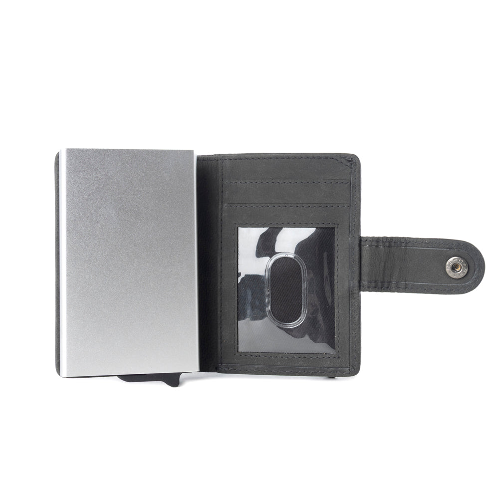 Myra Dune Star Hairon Leather Credit Card Holder in Black & White