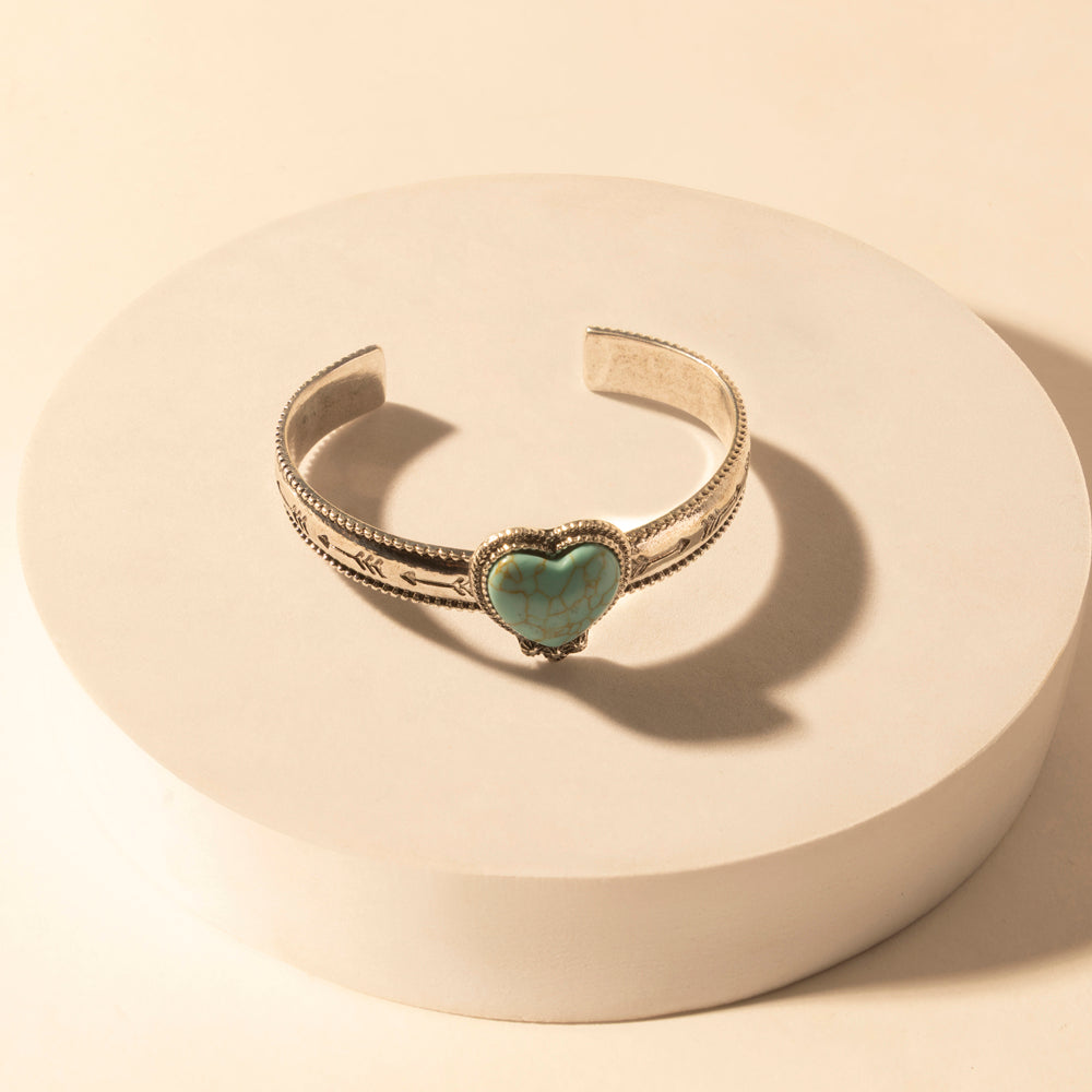 Myra Wildheart Stone Cuff Bracelet for Women with turquoise and arrow detail for everyday western wear