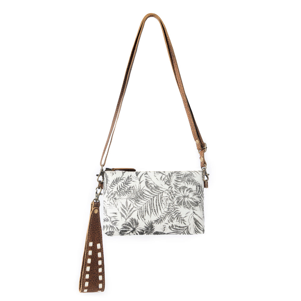 Myra Frondtrail upcycled canvas Belt Bag for Women in ivory with leather detail