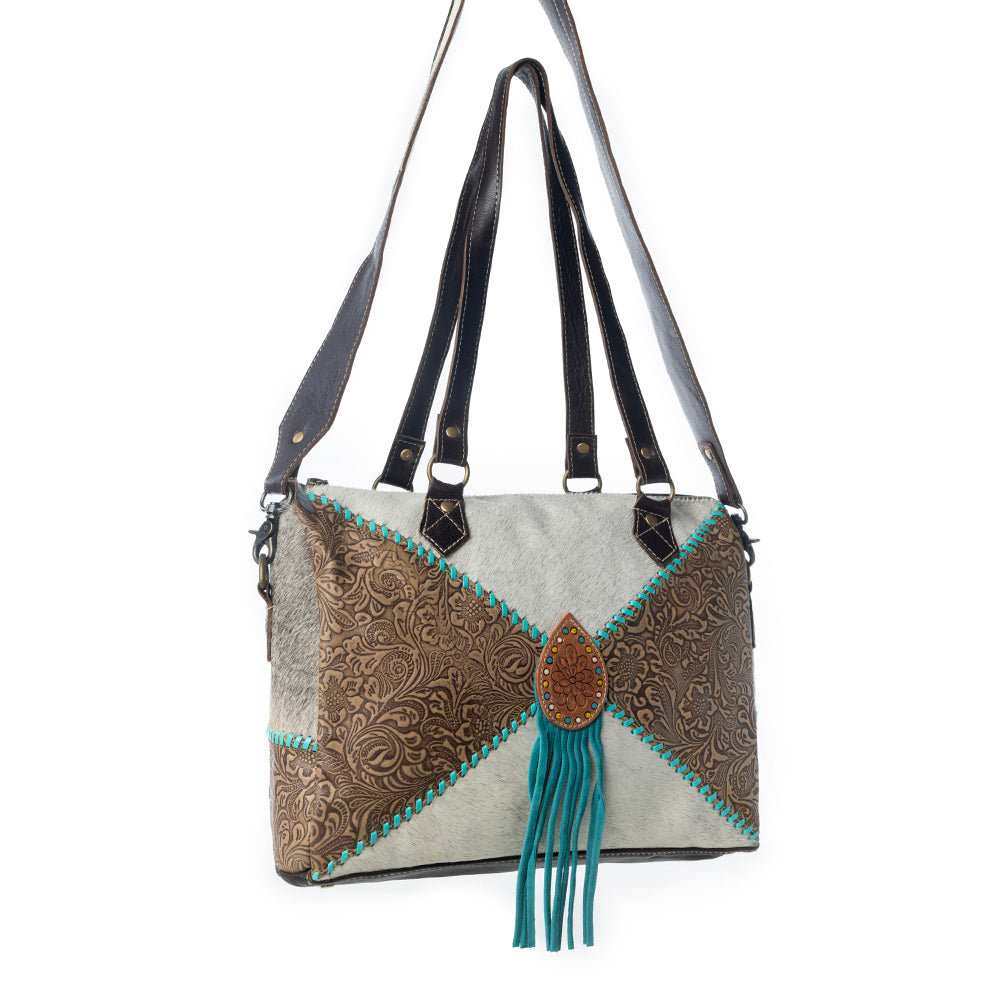 Azure waterfall Hand-Tooled Bag