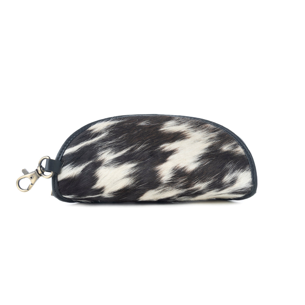Myra All Slaty Sunglass Case with hairon leather and easy carry hook for everyday use