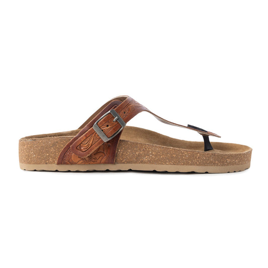 Myra Crockler Sandals for Women with handtooled leather in western style with adjustable straps