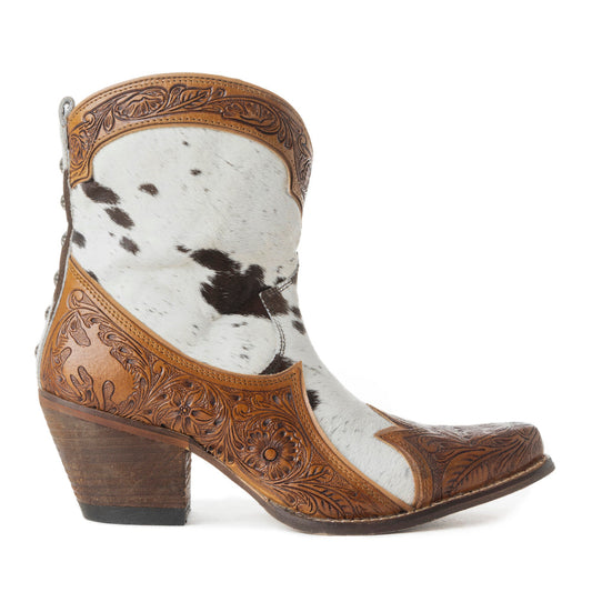 Sandy Mae Hair-on Hide & Hand-tooled Leather Boots