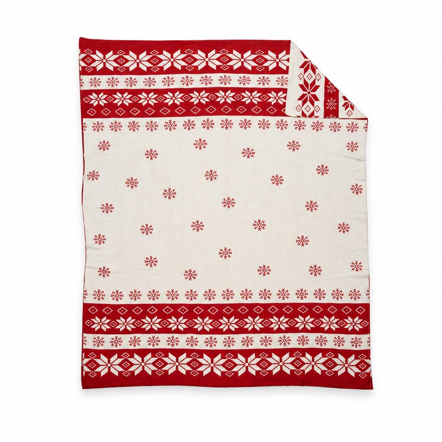 Snowflakes & Poinsettias Galore Throw