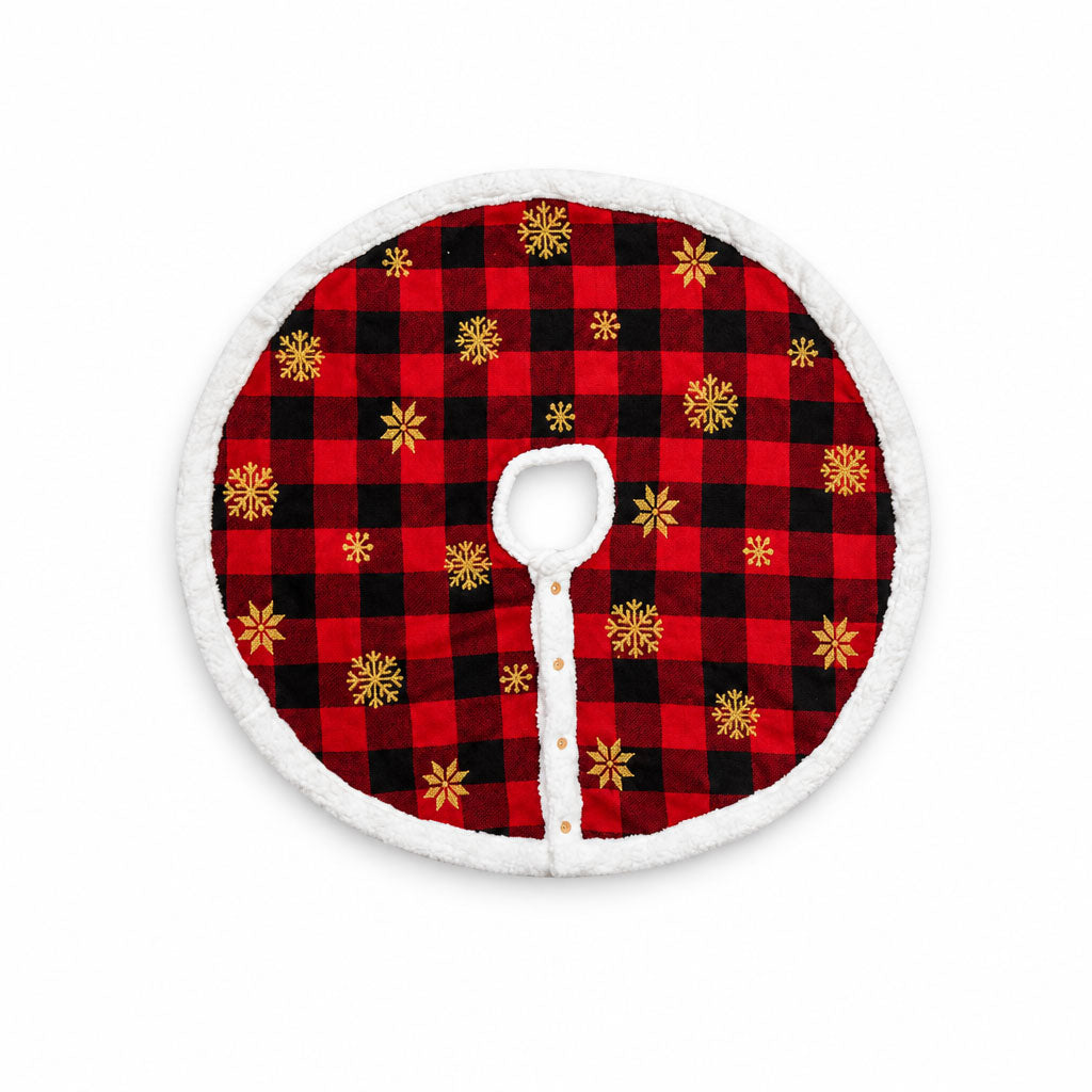 Gentle Snowfall Plaid Tree Skirt