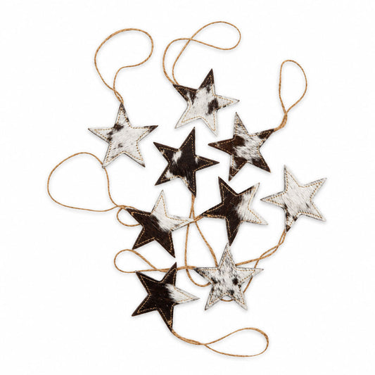 Christmas Star Hair-On Hide Ornament Set In Black