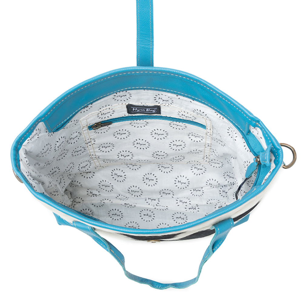 Pecos Pointe Canvas & Hairon Bag In Blue