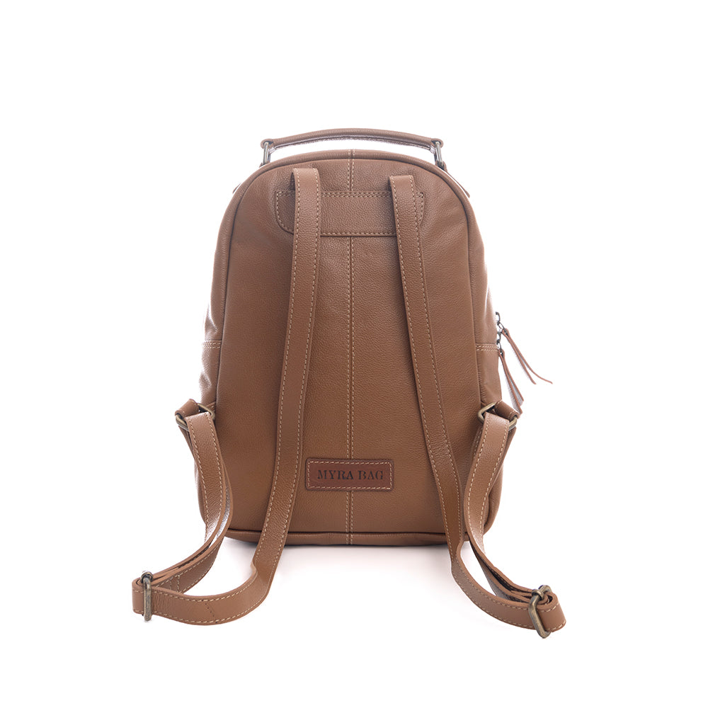 Myra Steer Creek Hairon Backpack for Women – Handtooled Leather, Cowhide Front Pocket, Rustic Western Charm