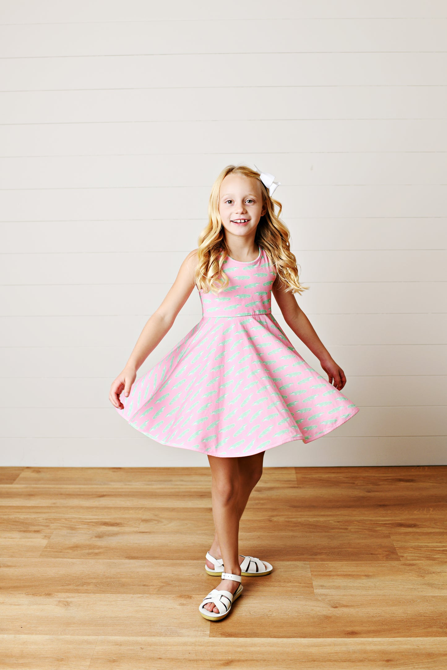 Girls Pink & Mint Alligator Twirl Dress | Bossier City, LA