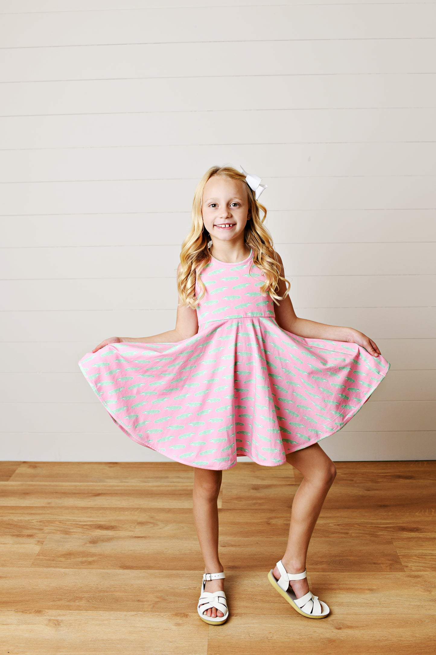 Girls Pink & Mint Alligator Twirl Dress | Bossier City, LA