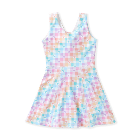 Girls Pastel Gingham Mouse Twirl Dress – Athletic Skort Style | Bossier City, LA