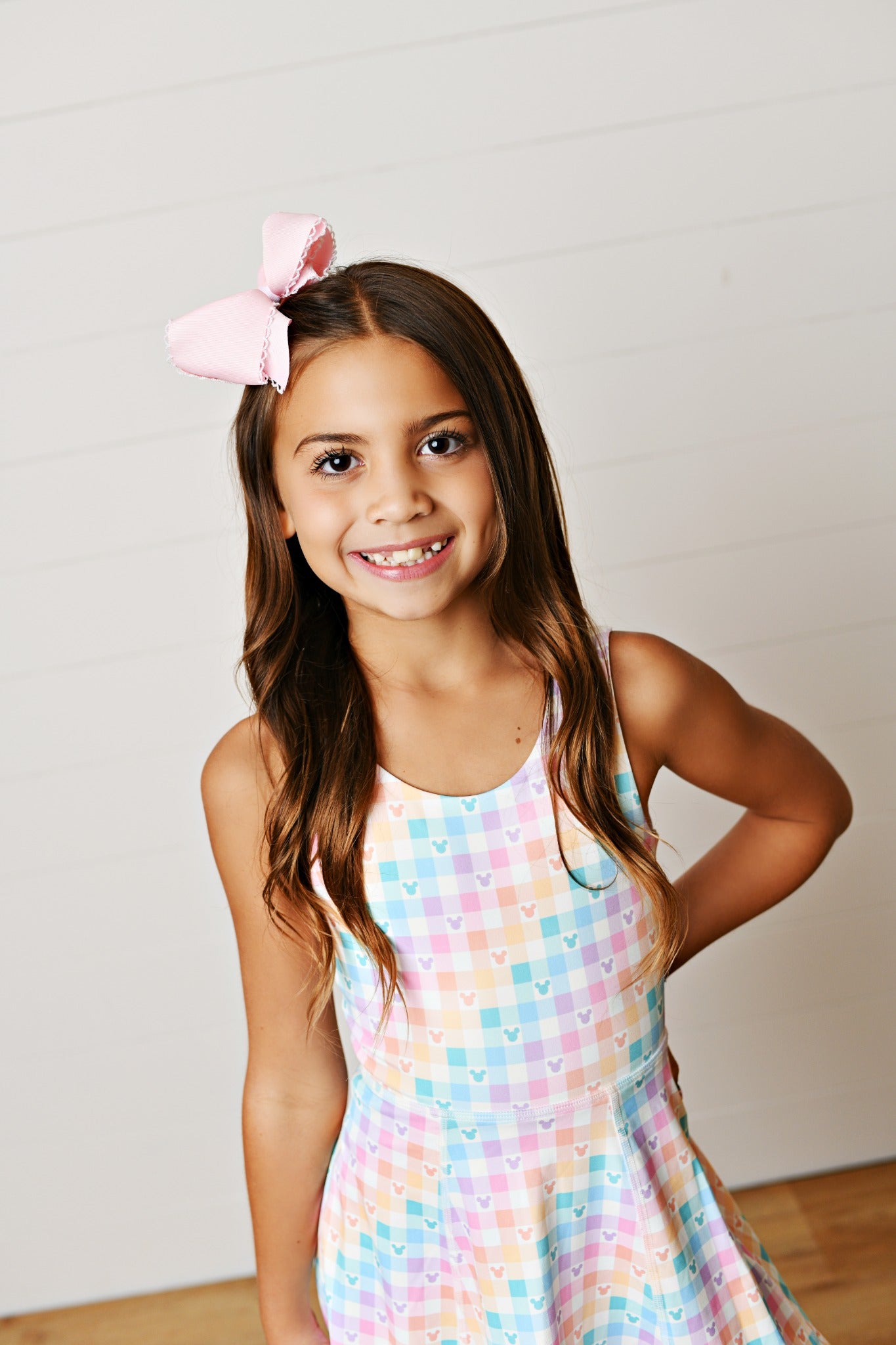 Girls Pastel Gingham Mouse Twirl Dress – Athletic Skort Style | Bossier City, LA
