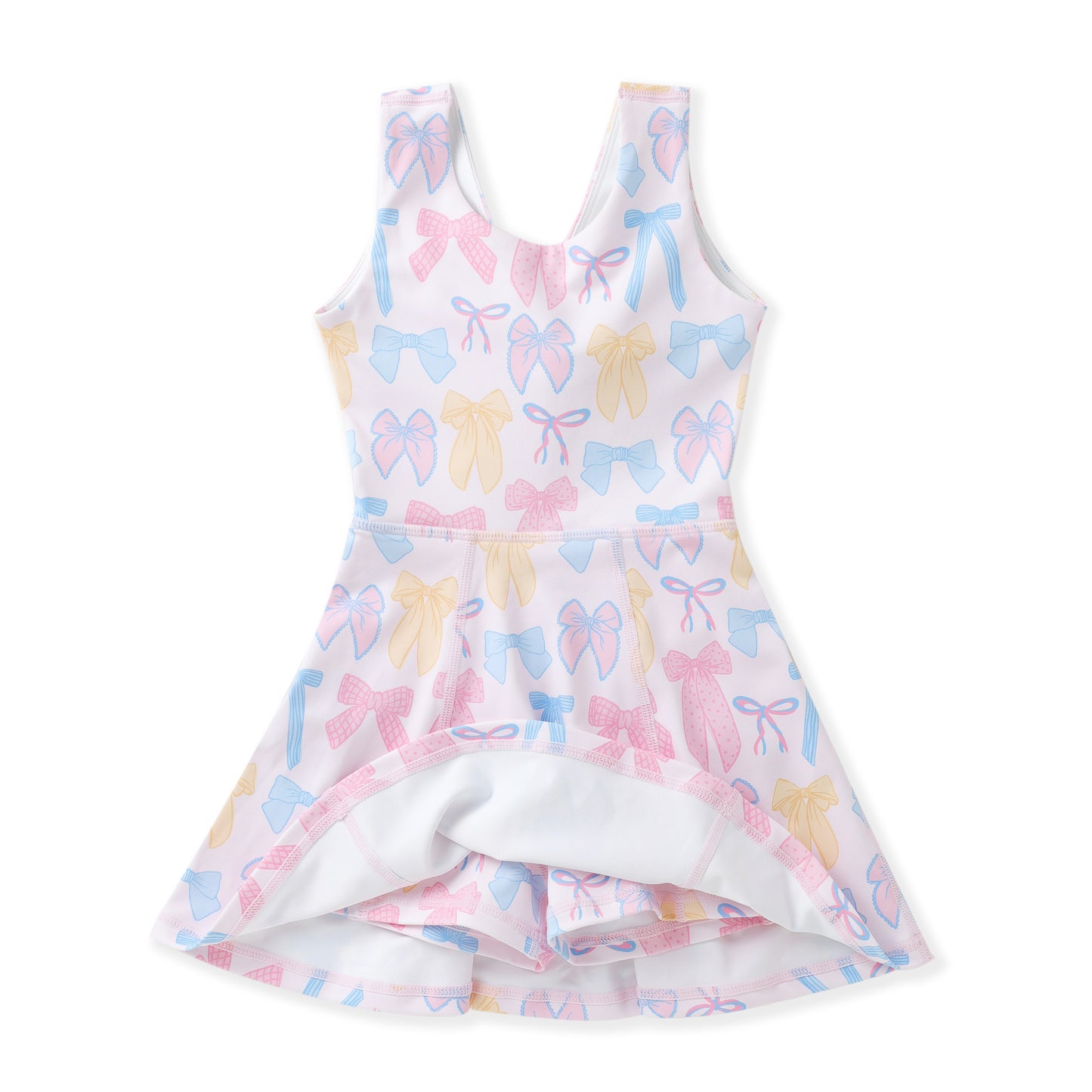 Girls Pastel Bow Athletic Twirl Dress | Built-In Shorts | Bossier City, LA