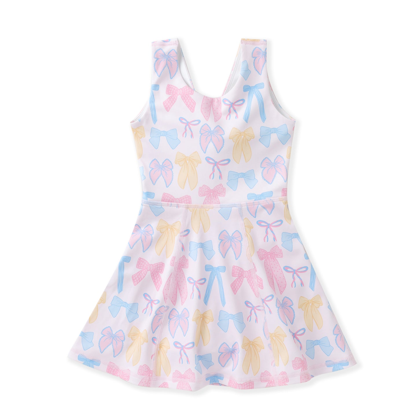 Girls Pastel Bow Athletic Twirl Dress | Built-In Shorts | Bossier City, LA