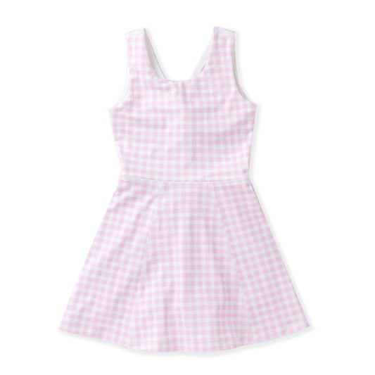 Girls Pink Gingham Athletic Twirl Dress | Built-In Shorts | Bossier City, LA