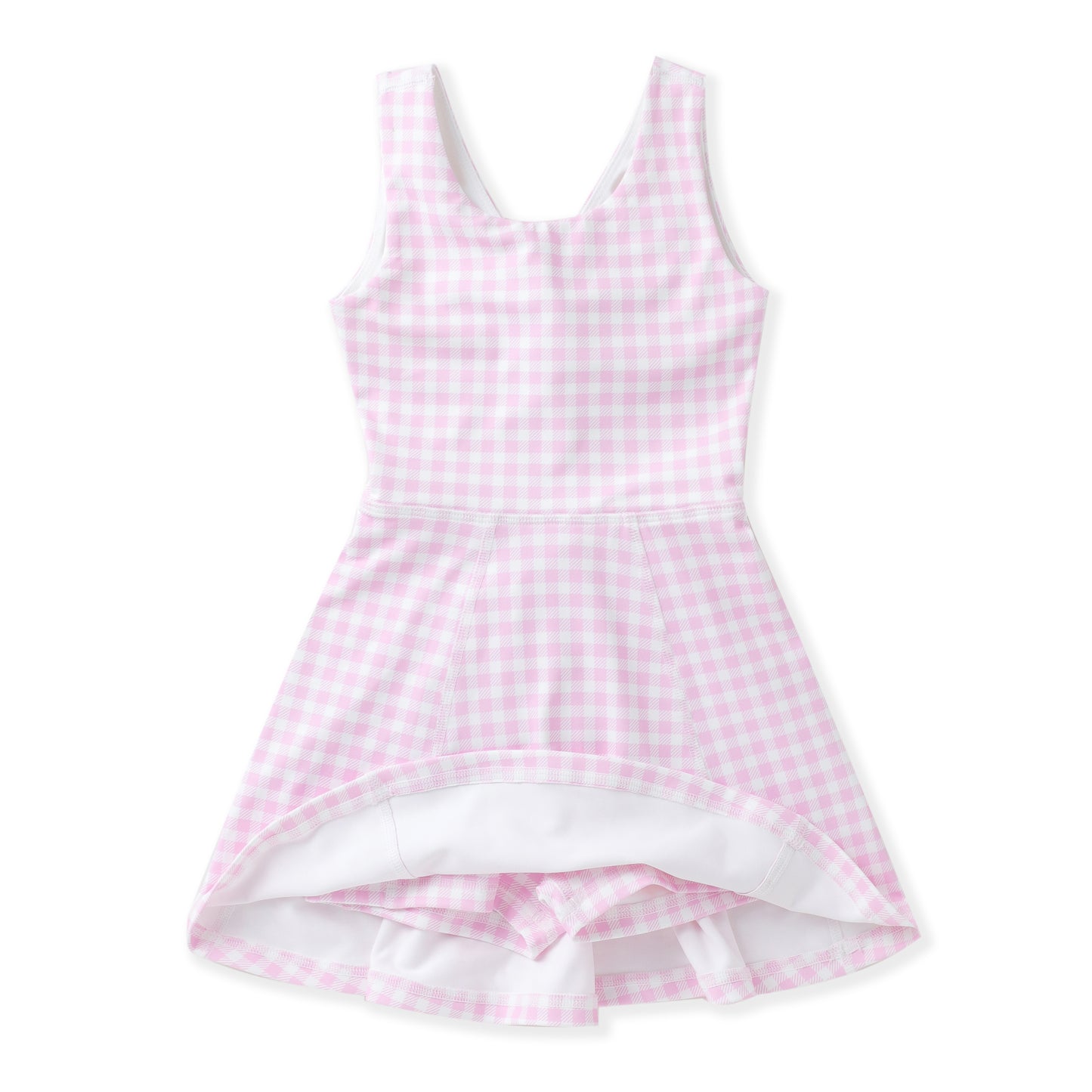 Girls Pink Gingham Athletic Twirl Dress | Built-In Shorts | Bossier City, LA