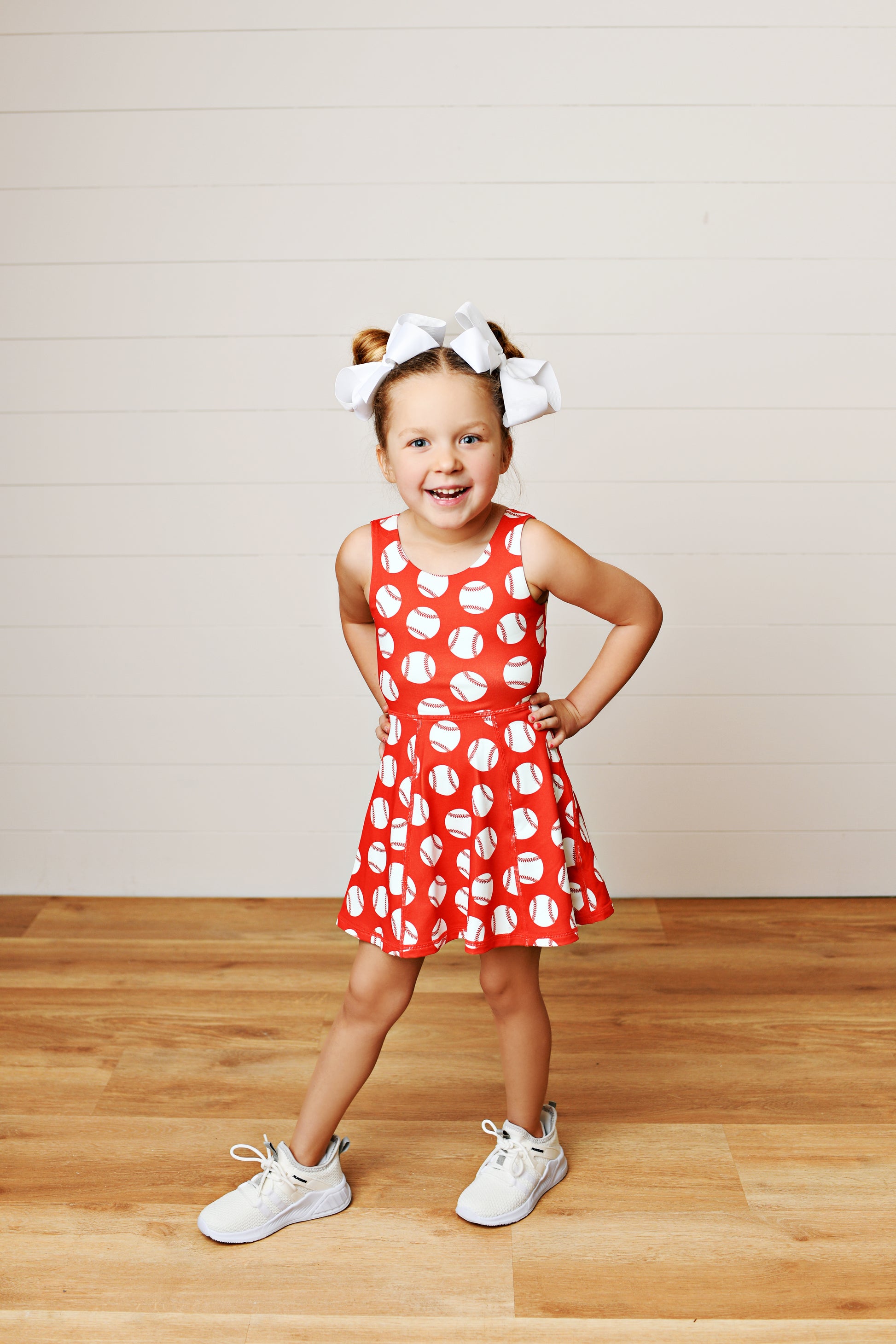 Girls Baseball Athletic Twirl Dress | Built-In Shorts