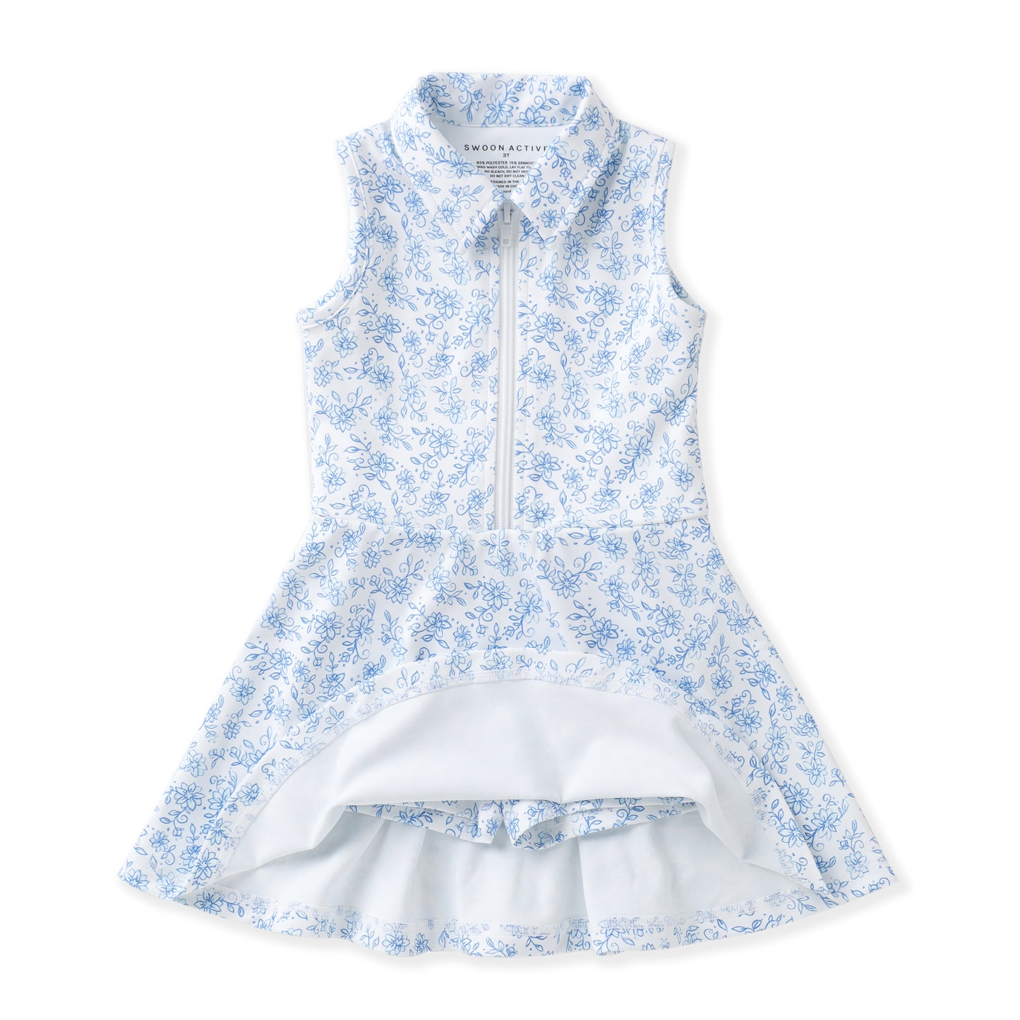 Girls Blue Chintz Floral Athletic Twirl Dress | Built-In Shorts | Bossier City, LA