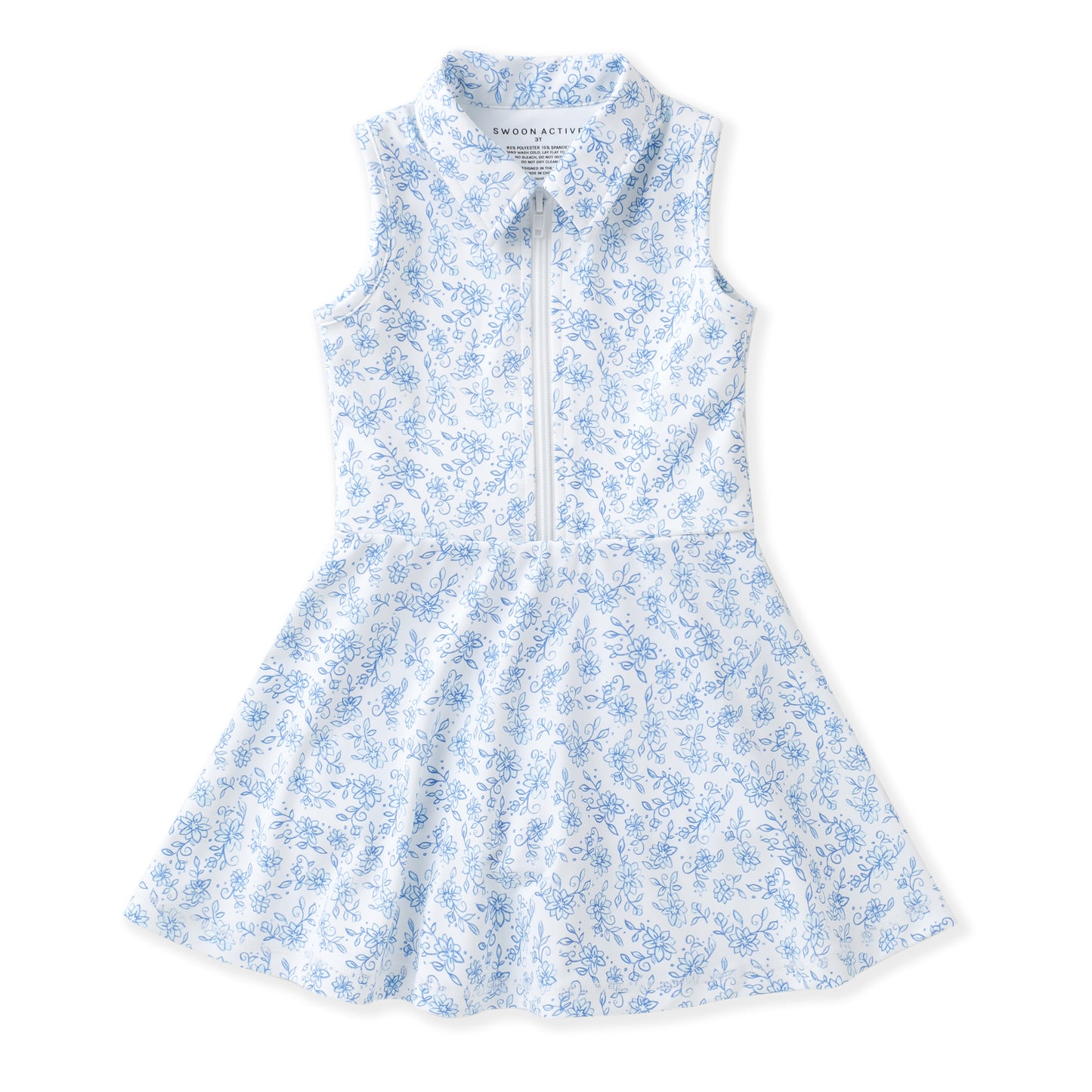 Girls Blue Chintz Floral Athletic Twirl Dress | Built-In Shorts | Bossier City, LA