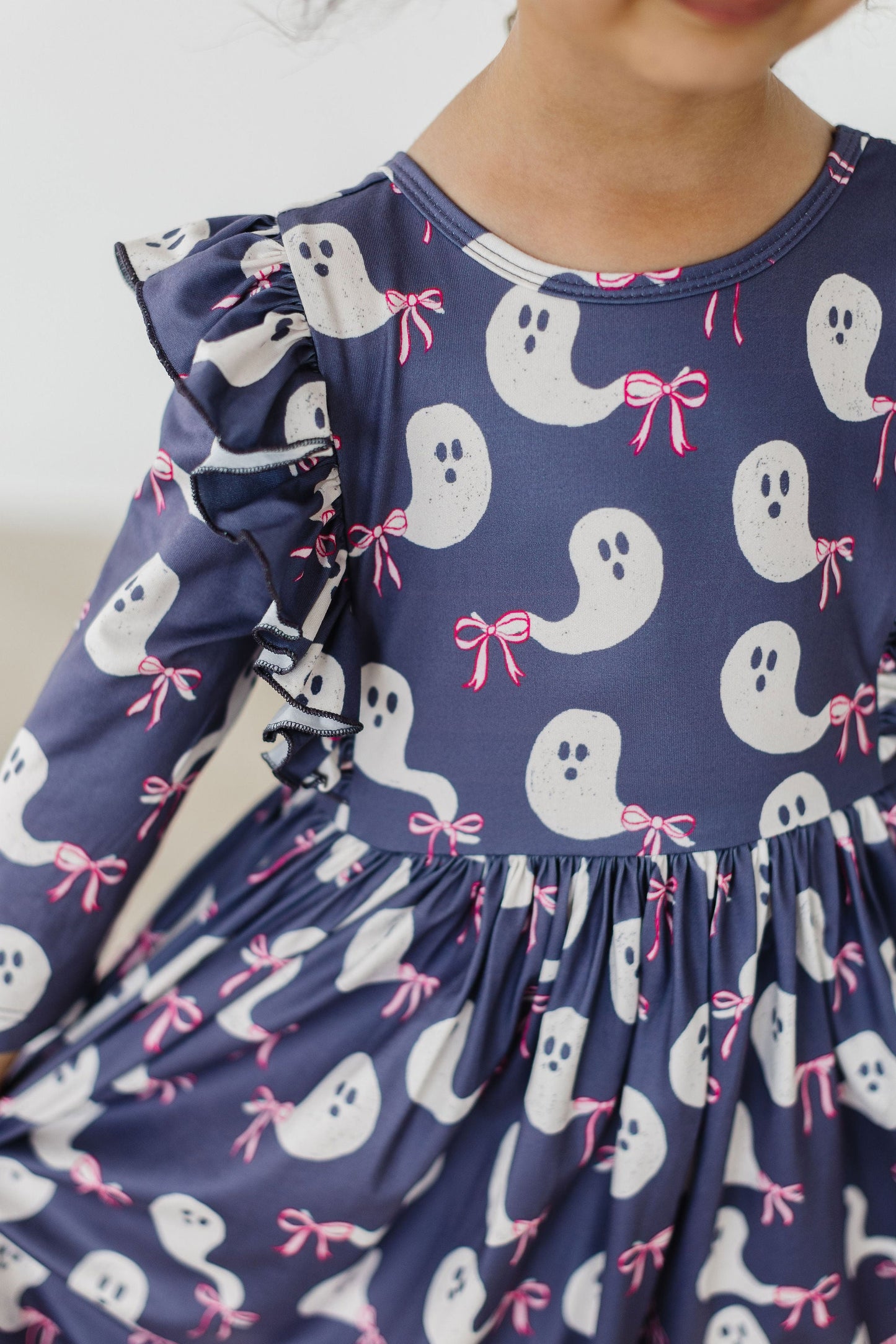 SALE Tied with a Boo 3/4 Ruffle Twirl Dress