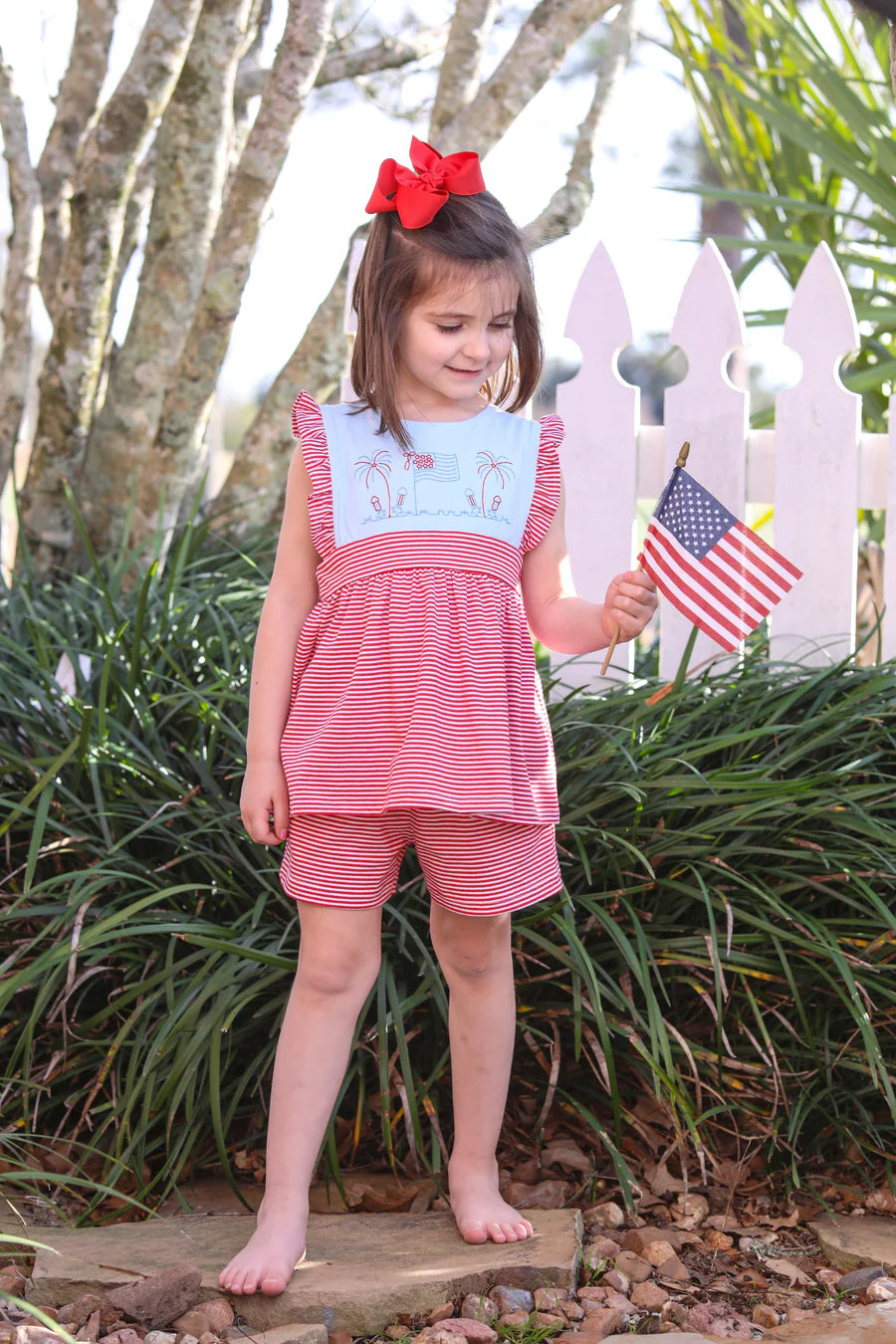 Girl's Grand Old Flag Ruffle Short Set