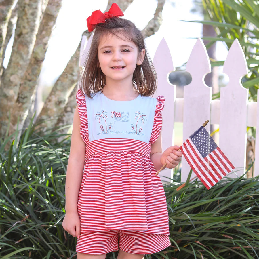 Girl's Grand Old Flag Ruffle Short Set