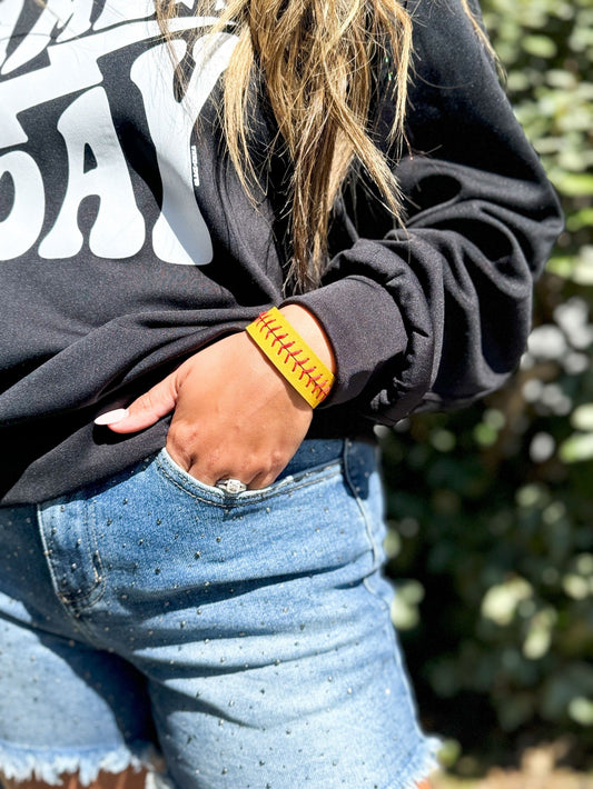 Softball Stitching Bracelet, Yellow