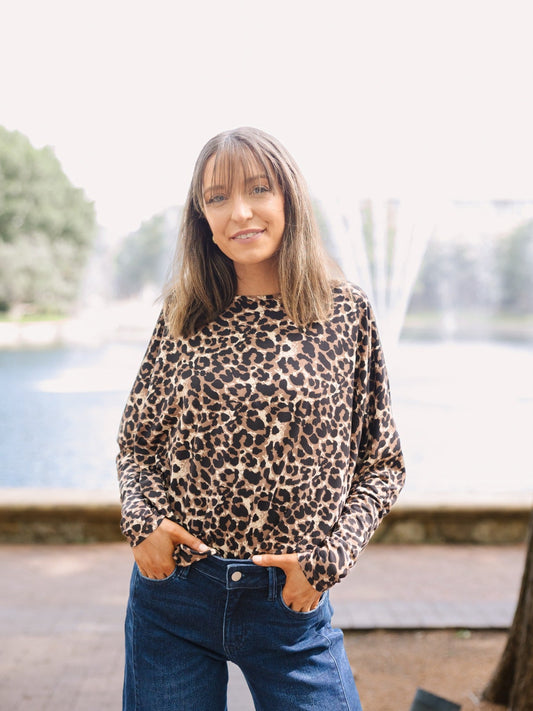Long-sleeve Crewneck, Leopard