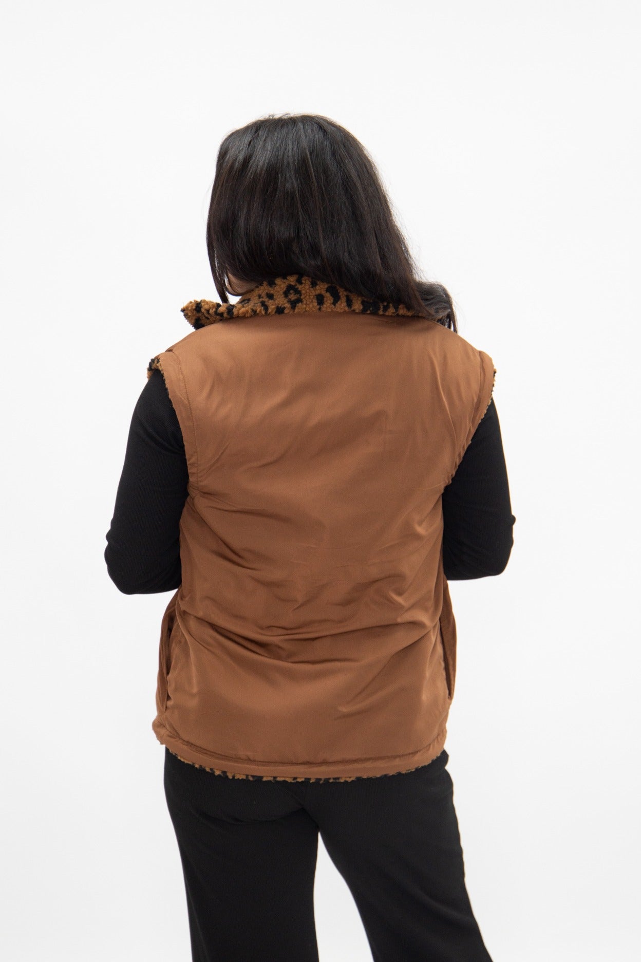 Sherpa Reversible Zip Vest, Leopard