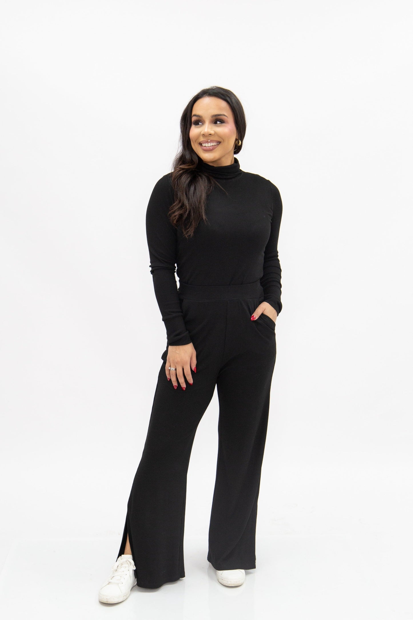 Ribbed Lounge Pants, Black